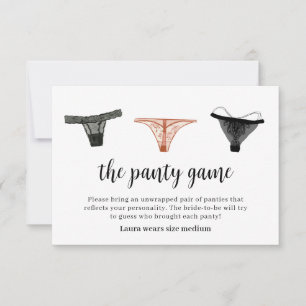 Remerciements Carte de jeu de lingerie pour enterrement de vie d