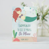 Remerciements Carte de jour Mermaid Valentines pour enfants Be M (Debout devant)
