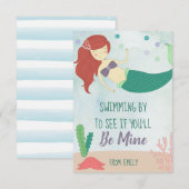 Remerciements Carte de jour Mermaid Valentines pour enfants Be M (Devant / Derrière)