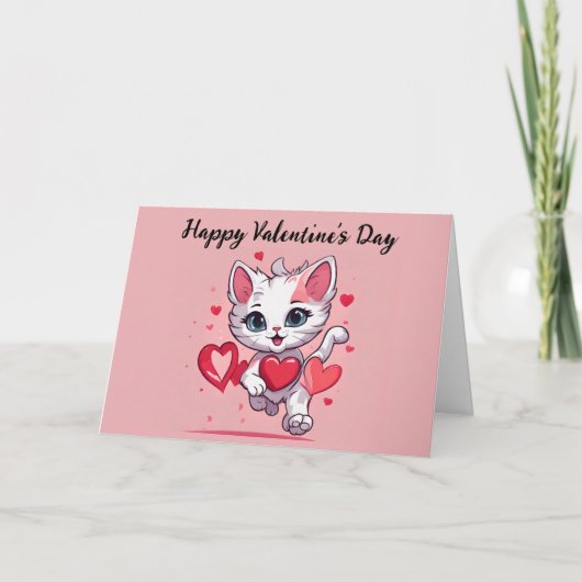 Remerciements Carte de la Saint-Valentin à thème de chat mignon (Devant)