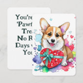 Remerciements Carte de la Saint Valentin Corgi - Chien d'aquarel (Devant / Derrière)