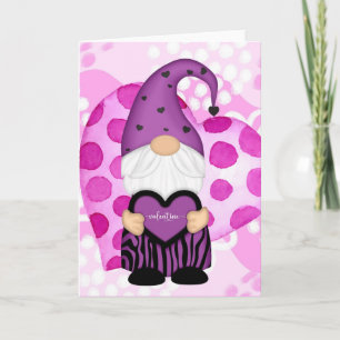 Remerciements Carte de la Saint-Valentin Gnome à pois roses et v