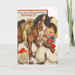 Remerciements Carte de la Saint-Valentin vintage petit cow-boy e
