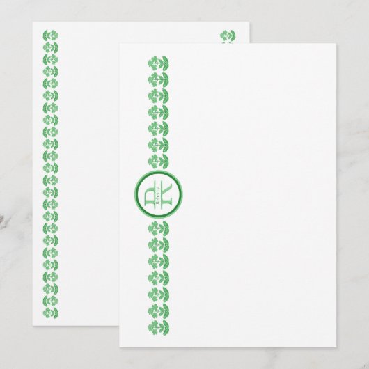 Remerciements Carte de marguerite d'impression de bloc vert (Devant / Derrière)