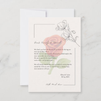 Remerciements Carte de mariage