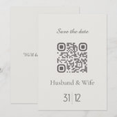 Remerciements Carte de mariage avec code QR pour annoncer la dat (Devant / Derrière)