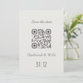Remerciements Carte de mariage avec QR code pour annoncer la dat (Debout devant)