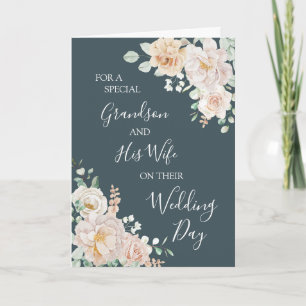 Remerciements Carte de mariage florale vintage pour petit-fils e