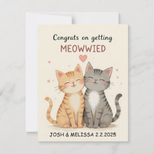 Remerciements Carte de mariage pour chats mignons, Félicitations