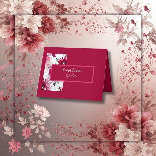 Remerciements Carte de mariage rose fuchsia abstraite