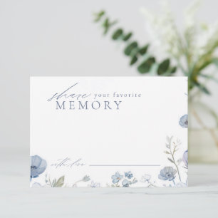 Remerciements Carte de mémoire de fleur sauvage élégante bleu po