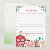 Remerciements Carte de message de la Capsule Temps des animaux d (Devant / Derrière)