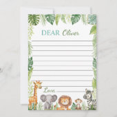 Remerciements Carte de message de la Capsule Time Animaux Safari (Devant)