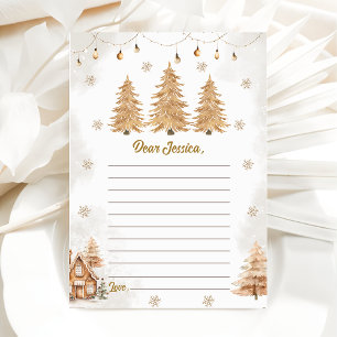 Remerciements Carte de message de note d'arbre de Noël Gold
