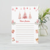 Remerciements Carte de message de note d'arbre de Noël rose (Debout devant)