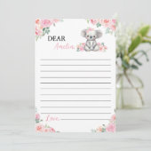 Remerciements Carte de message Koala Pink Floral Time Capsule (Debout devant)