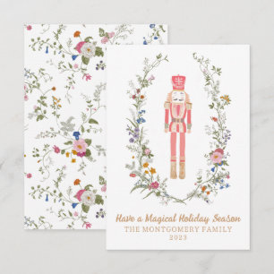 Remerciements Carte de Noël à la fleur de ballet rose