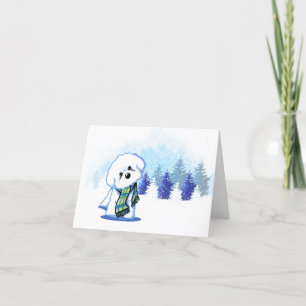 Remerciements Carte de Noël Bichon Frisé hiver