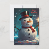 Remerciements Carte de Noël Cheerful Snowman - Carte de fête. (Devant)