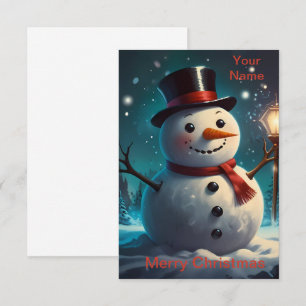 Remerciements Carte de Noël Cheerful Snowman - Carte de fête.