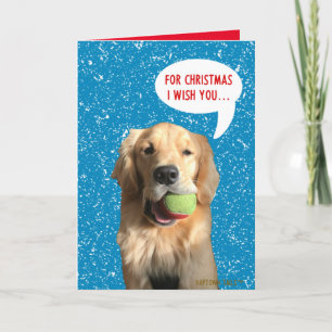 Remerciements Carte de Noël Chien Joyeux Avec Balle
