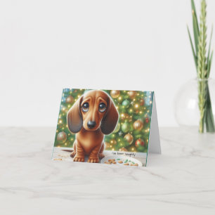 Remerciements Carte de Noël Chien Teckel a Mangé les Cookies du