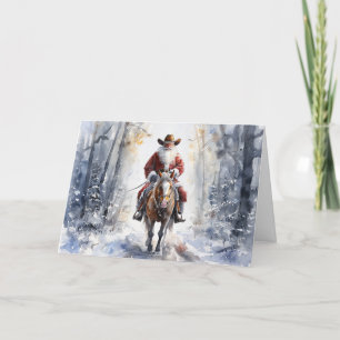 Remerciements Carte de Noël Cowboy Santa