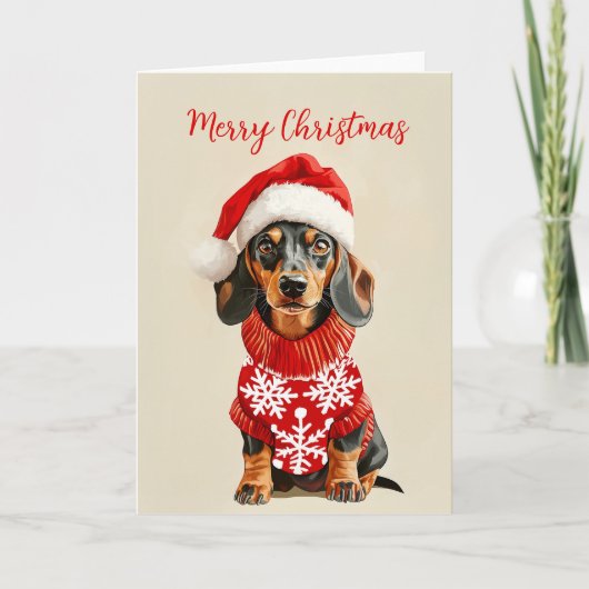 Remerciements Carte de Noël Dachshund (Devant)