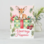 Remerciements Carte de Noël de Noël de Cerf-d'Aquarelle (Debout devant)