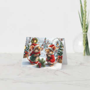Remerciements Carte de Noël de souris mignonnes