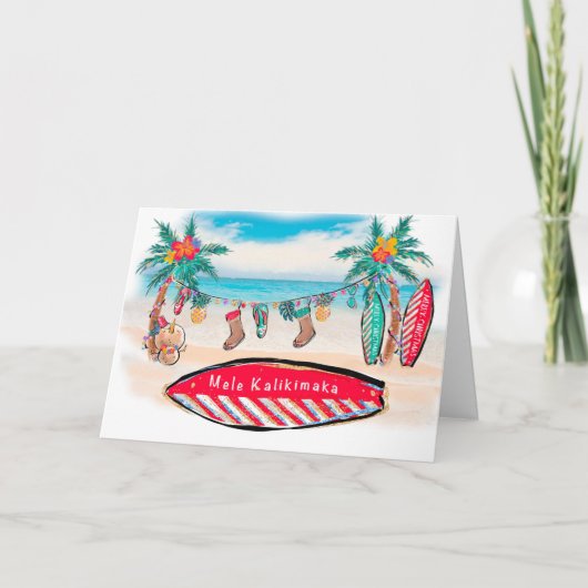 Remerciements Carte de Noël Hawaii Surf Board (Devant)