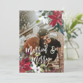 Remerciements carte de Noël hiver mariés et joyeux (Debout devant)