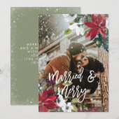 Remerciements carte de Noël hiver mariés et joyeux (Devant / Derrière)