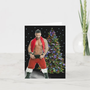 Remerciements Carte de Noël Hunk Buff Père Noël