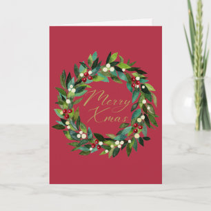 Remerciements Carte de Noël Joyeuse Tartan traditionnel Wreath