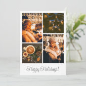 Remerciements Carte de Noël Joyeux Collage Simple Blanc (Debout devant)