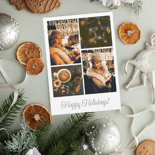 Remerciements Carte de Noël Joyeux Collage Simple Blanc