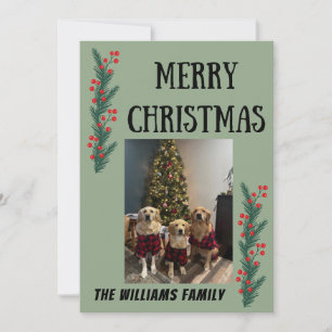 Remerciements Carte de Noël Joyeux Noël Guirlande et Baies