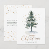 Remerciements Carte de Noël moderne Arbre à eau or (Devant / Derrière)