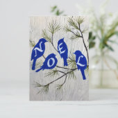 Remerciements Carte de Noël "NOEL" avec Oiseaux bleus  (Debout devant)