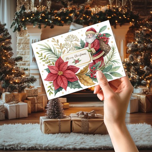 Remerciements Carte de Noël père Noël et Cadeaux