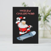 Remerciements Carte de Noël Père Noël Skateboard (Debout devant)