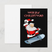 Remerciements Carte de Noël Père Noël Skateboard (Devant / Derrière)