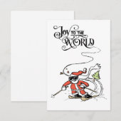 Remerciements Carte de Noël Père Noël Skiing (Devant / Derrière)