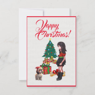 Remerciements Carte de Noël personnalisable avec un adorable Shi