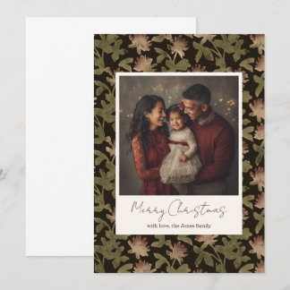 Remerciements Carte de Noël personnalisée avec 1 photo Fleurie S