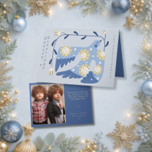 Carte de Noël photo élégante de colombe d'art folk