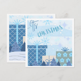 Remerciements Carte de Noël plat cadeaux enneigés