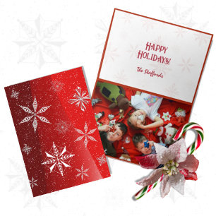 Remerciements Carte de Noël pliée avec neige blanche sur toile r