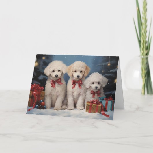 Remerciements Carte de Noël pour chien de caniche (Devant)